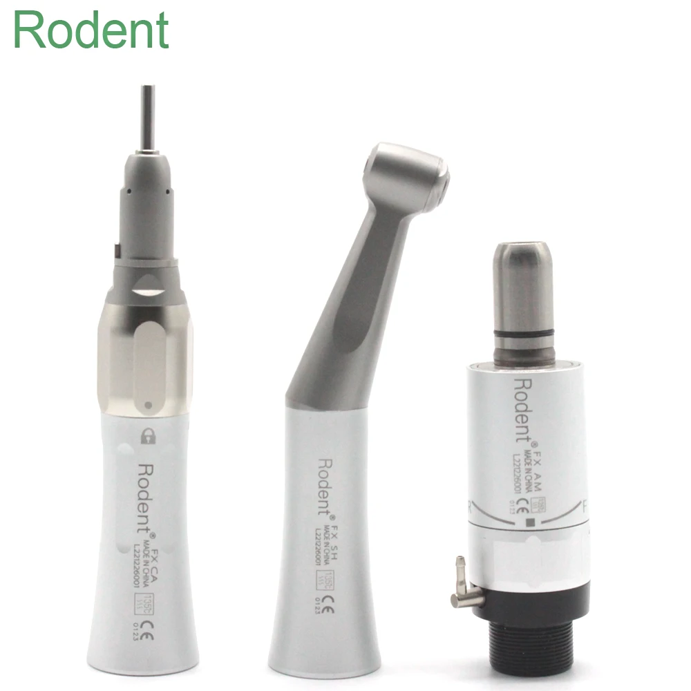 

Dental Low Speed Handpiece Set Contra Angle 4/2 Holes Air Turbine Motor Straight External Water Spray Push Button Dentist Tools