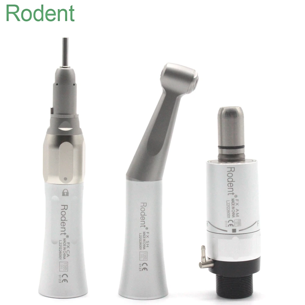Dental Low Speed Handpiece Set Contra Angle 4/2 Holes Air Turbine Motor Straight External Water