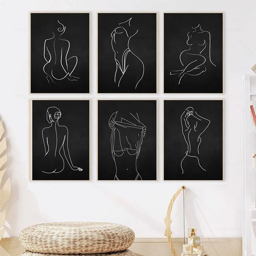 

Abstract Naked Woman Line Art Print Female Body Wall Art Canvas Painting Nordic Minimalist Poster Pictures For Living Room Decor