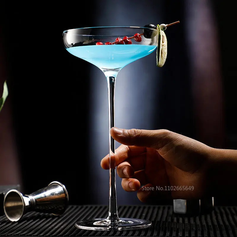 Crystal Wide Mouth Japan Bar Ultrahigh Rod Elegant Martini Glass Wine Cocktail Goblet Banquet Wedding Champagne Coupes
