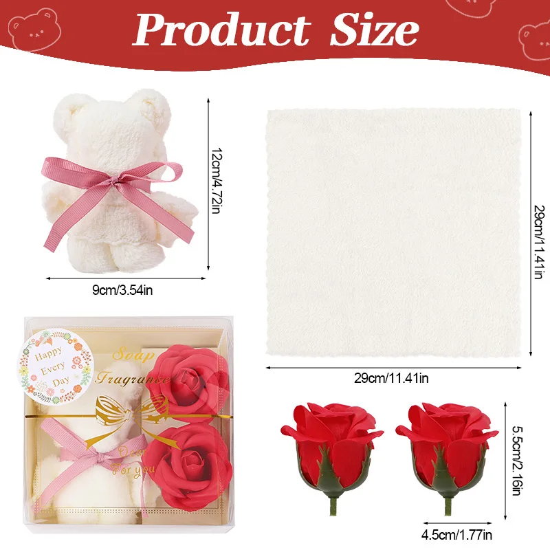 1Set Towel Bear Soap Flower Gift Box,Valentine's Day,Wedding,Mother's Day Christmas Gift Birthday Party Baby Shower Guest Favors