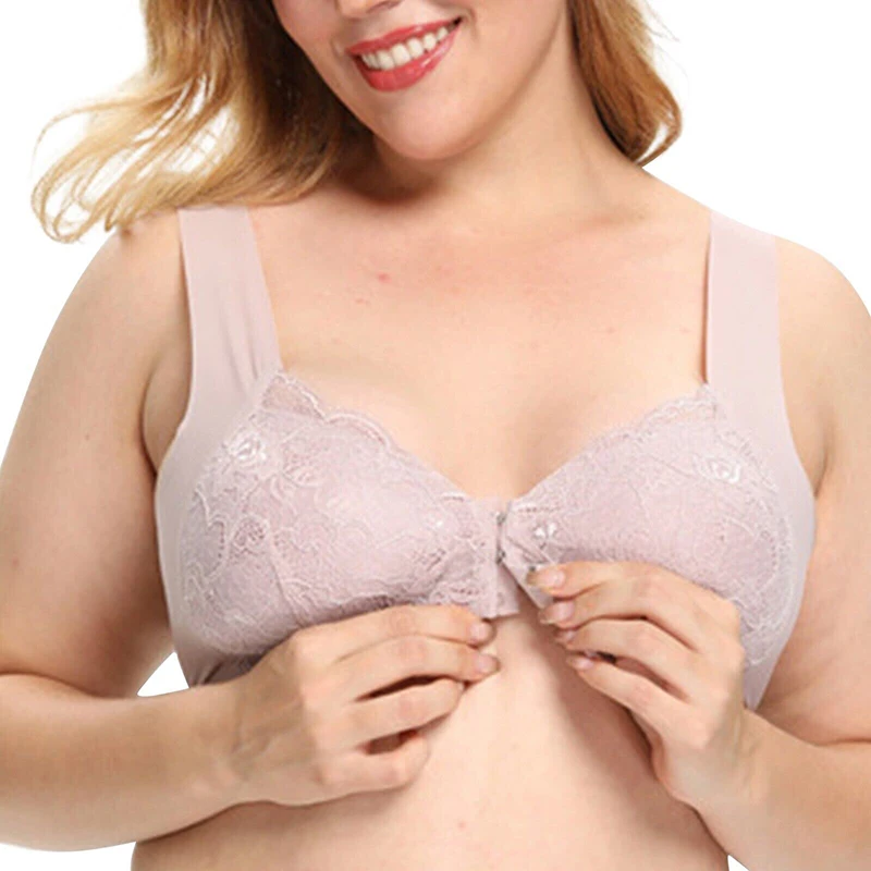 

Women's Bra Front Closure 5D Shaping Seamless Push Up Lace Bras Plus Size Bra Sexy Bralette Crop Top Underwear Push Up M-5XL