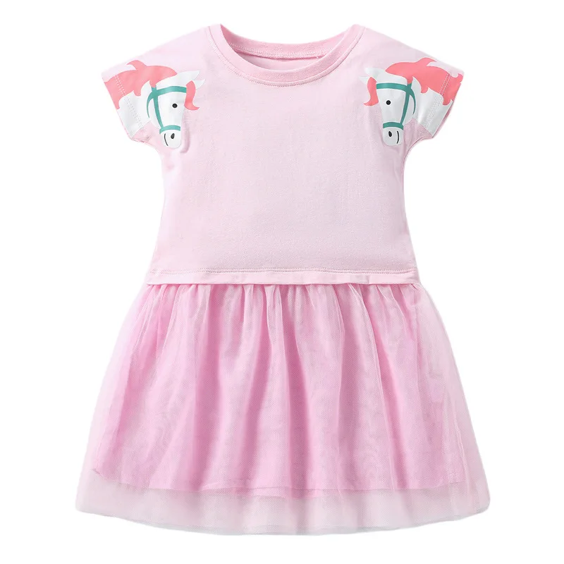 Little maven 2022 Casual Clothes for Baby Girls Summer Lovely Butterfly Pink Dress Kids Pretty Wear for Children top Dresses Dresses