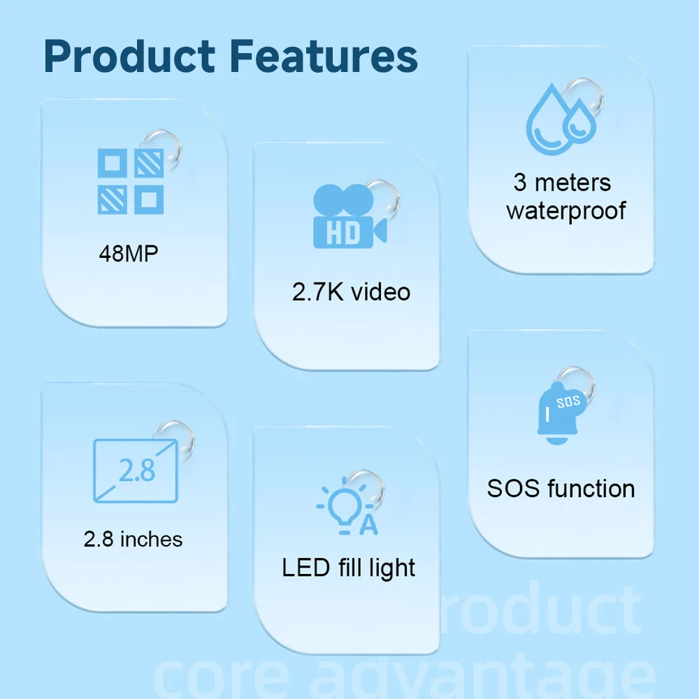 Digital Camera AMORUS Dual Screen Digital Camera IP68 Waterproof Selfie Video Camera for adult Kids Learning Photography Outdoor Travel