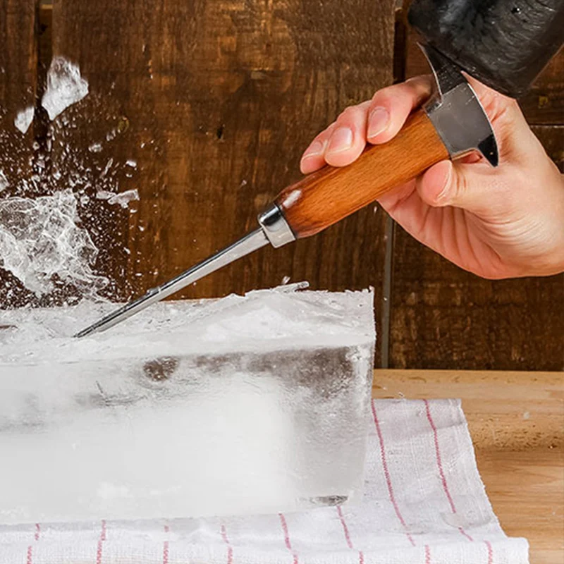 Eispickel Aus Edelstahl Mit Holzgriff – 22 Cm, Zum Brechen & Schnitzen Von Eis Für Cocktails & Küche