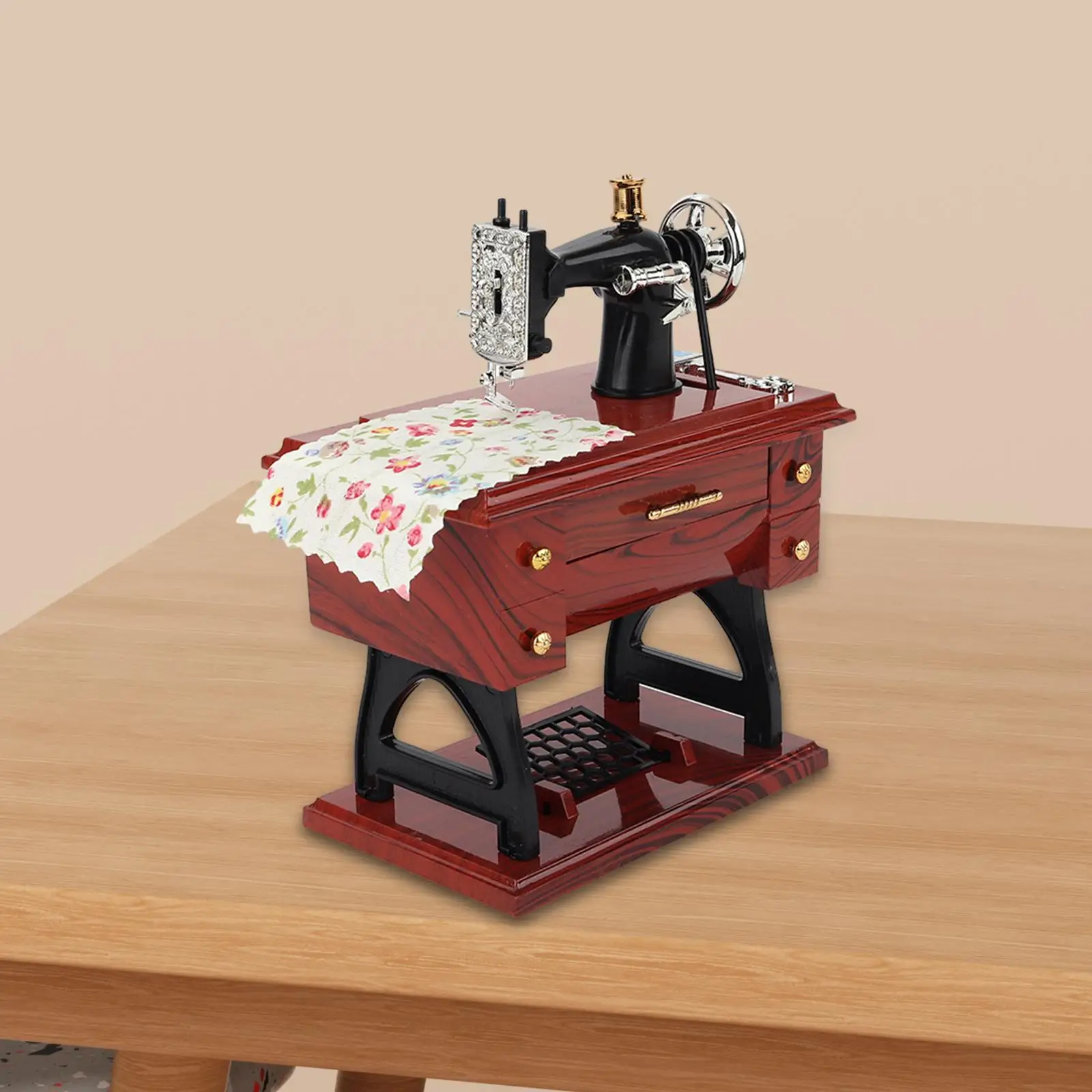 Sewing Machine Mini Music Box Clockwork Music Box for Office Birthday Home