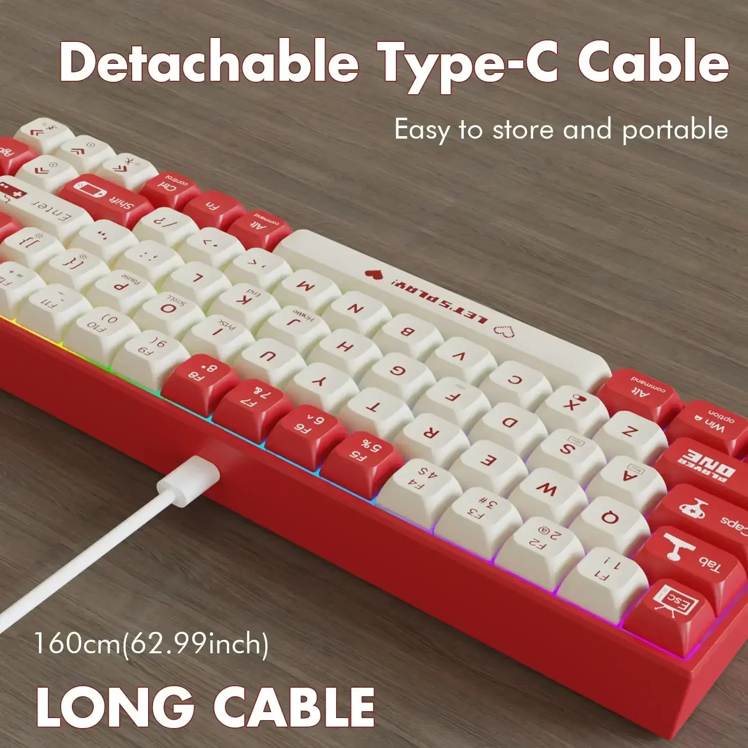 Mechanical keyboard AK680 Wired Mechanical Keyboard Duplex Keycap 68 Keys All Keys Hot Swappable Mechanical Keyboard Mixed Color Lighti