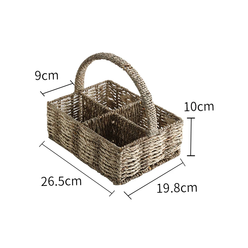 Description Picture 4 of itemHandmade Rattan Storage Tray Multi-grid Fruit Basket Portable Bread Dessert Tableware Home Cosmetics Box