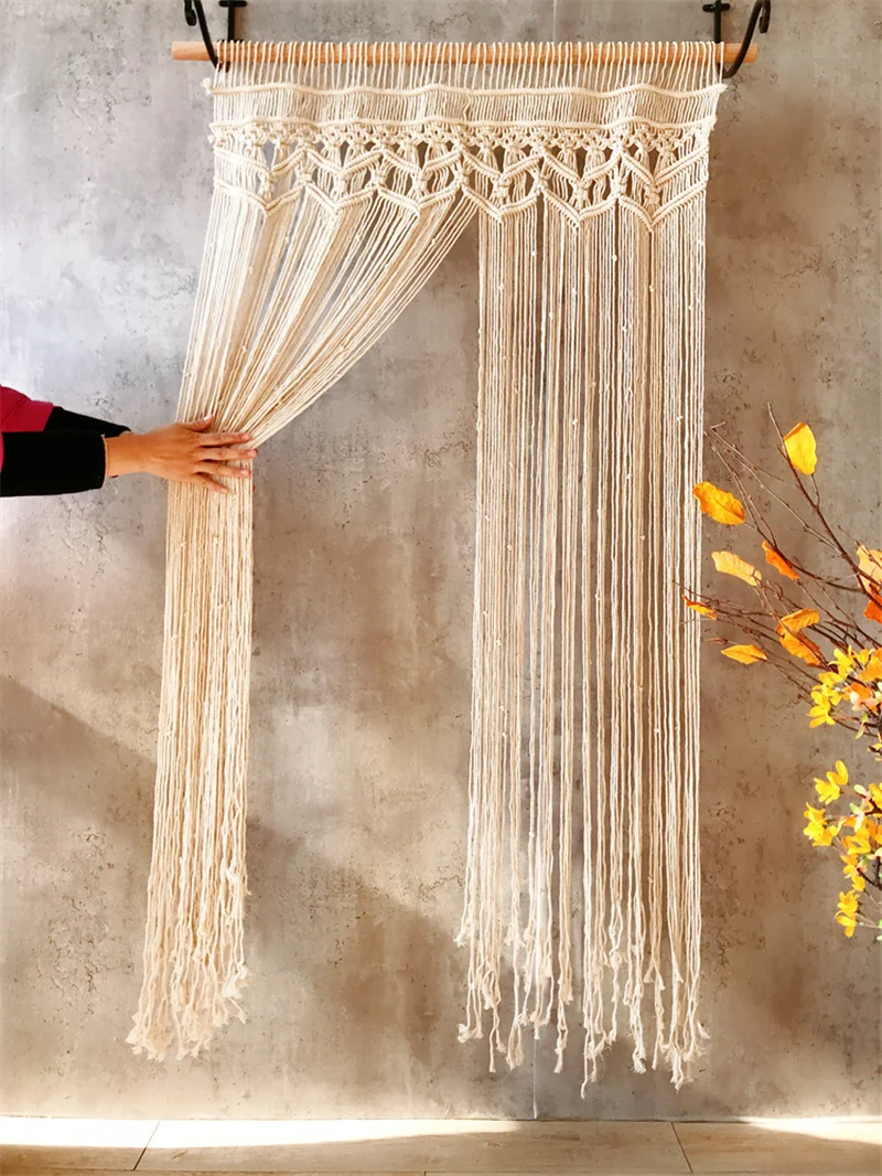 Description Picture 4 of itemMacrame Door Curtain Tapestry Bohemia Window Curtains Tapestry Wall Hanging Livingroom Hand-woven Cotton Rope Boho Decoratio