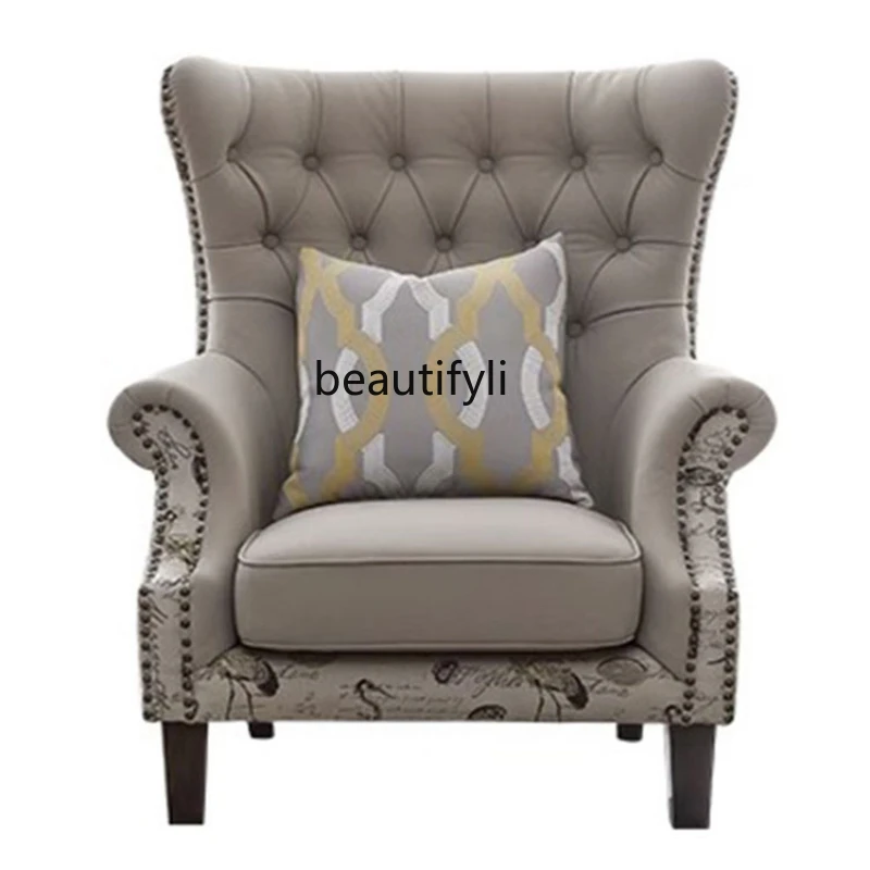 

Light Luxury American Fabric Single Sofa Lazy Small Apartment Bedroom Designer Fabric Leisure Simple Wingback Chair