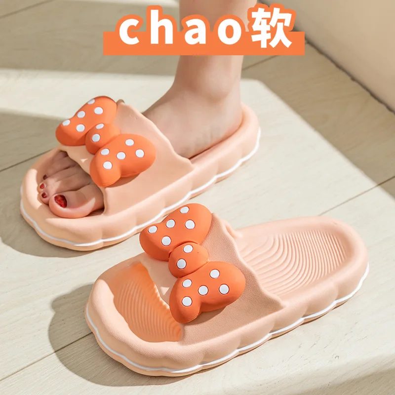 Fashion Pink Bowknot Platform Flip Flop for Women 2024 Summer Non Slip Home Slippers Woman Thick Sole  Slides Sandals ﻿