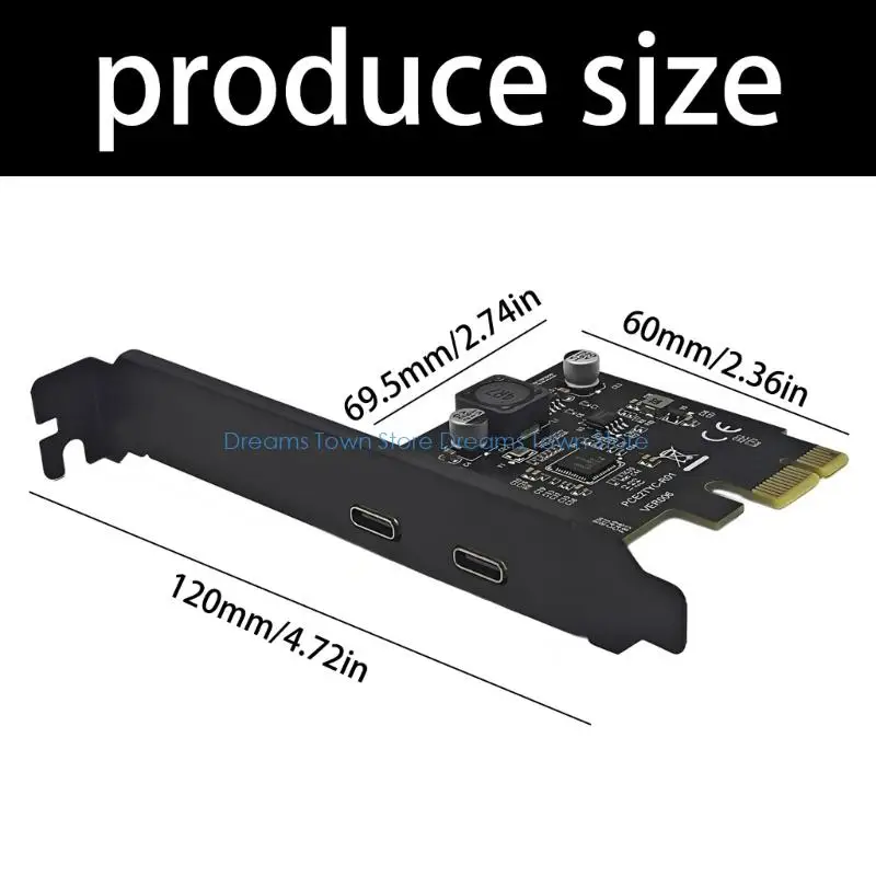 HX6A 5Gbps 이중 포트 USB 유형 C PCIe 어댑터 카드 연결 확장