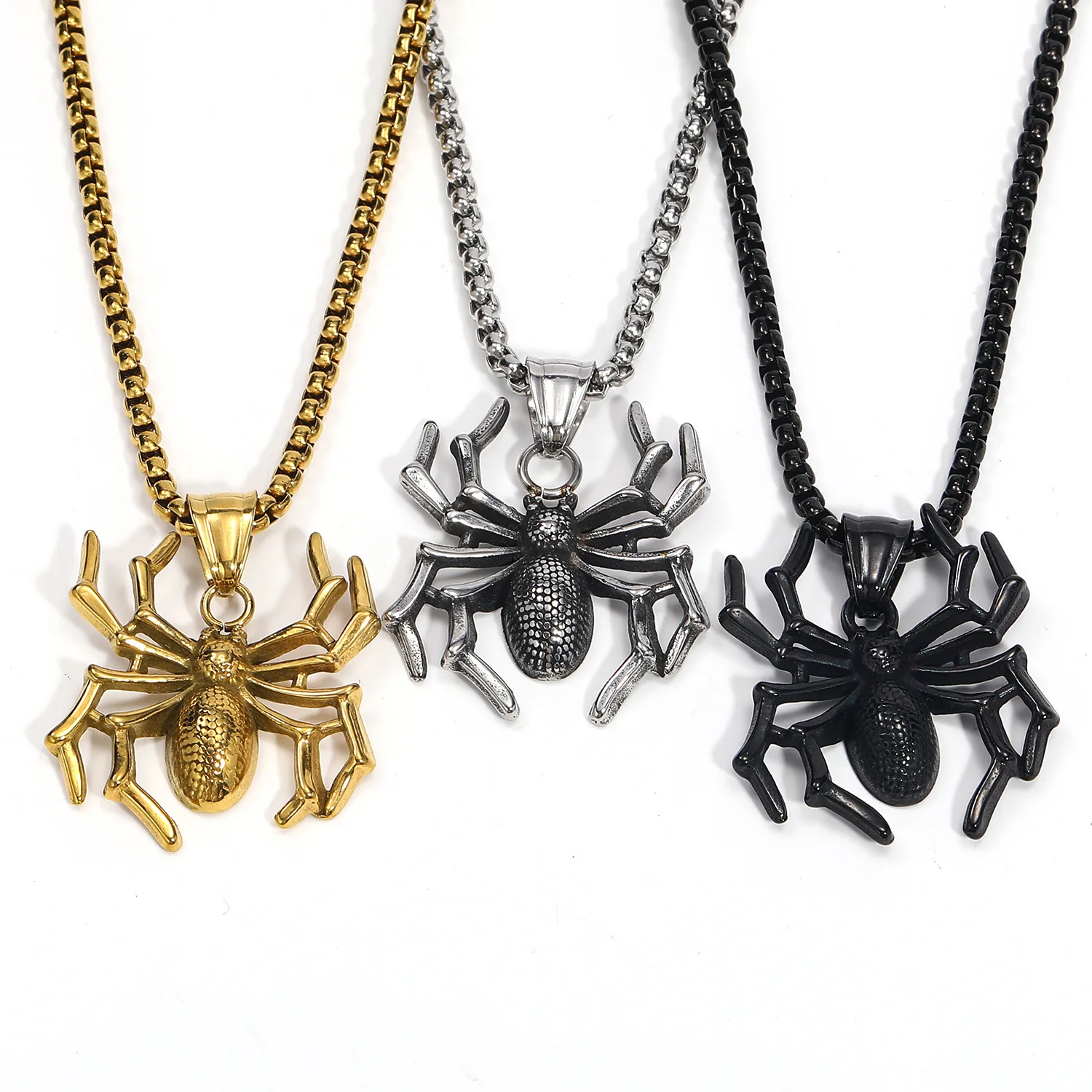 

European and American Niche Fashion Insect Personality Spider Stainless Steel Men's Pendant Necklace