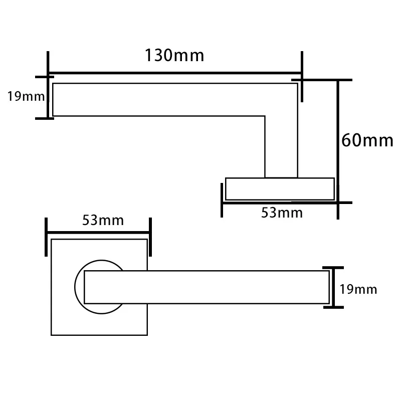 Stainless Steel Square Door Handle Simple Split Right Angle Modern Interior Bedroom Door Lock Handle