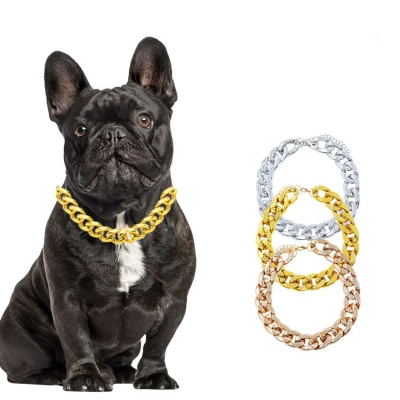 37cmDogGoldChainAcrylicChainBuckleTeddyPugPugSmallandMedium