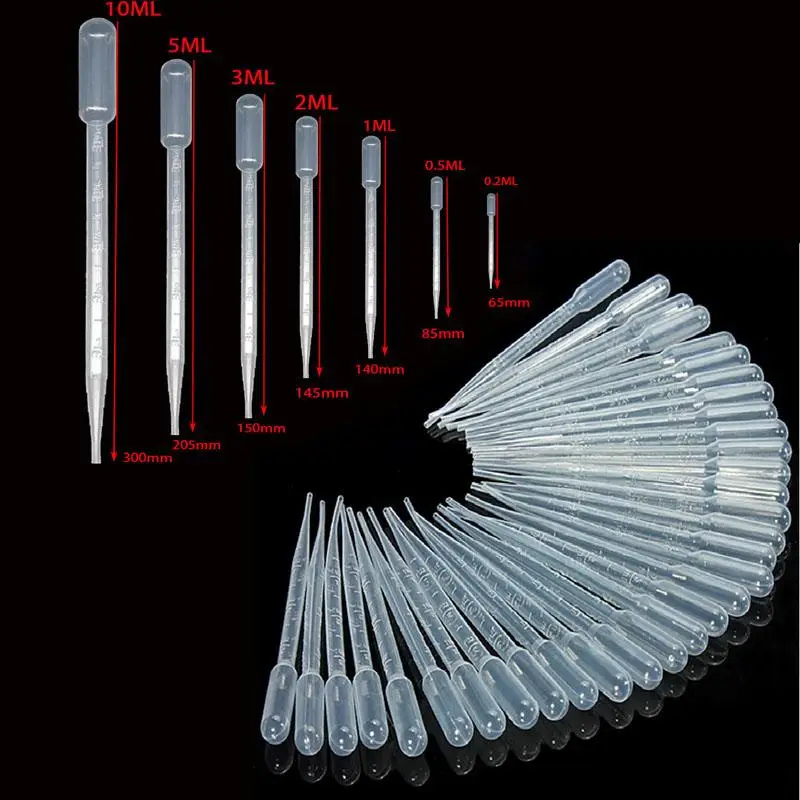 0.2/0.5/1/2/3/5/10ML Laboratory Tools Pipettes Plastic Disposable Graduated Pasteur Pipette Dropper Polyethylene Makeup Tools