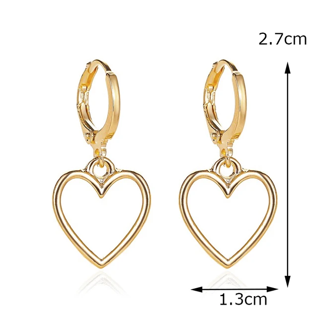 Trend Asymmetric Hollow Heart Earrings for Women 2021 Beautiful Girl Cute Party Jewelry Korean Yellow Blue Stdu Earrings Hollow Gold-678