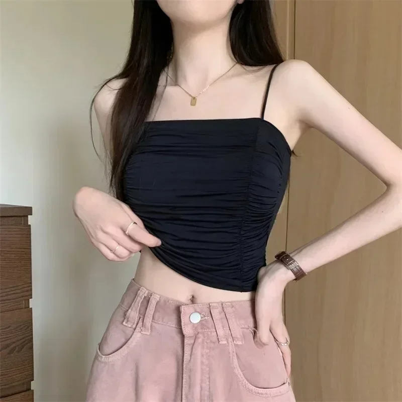 Top Women Sexy Shirts Sleeveless Tube Tops Girls Tops With Suspenders Lady White Camisole Padded Bras Woman Clothing Corset Top - 6
