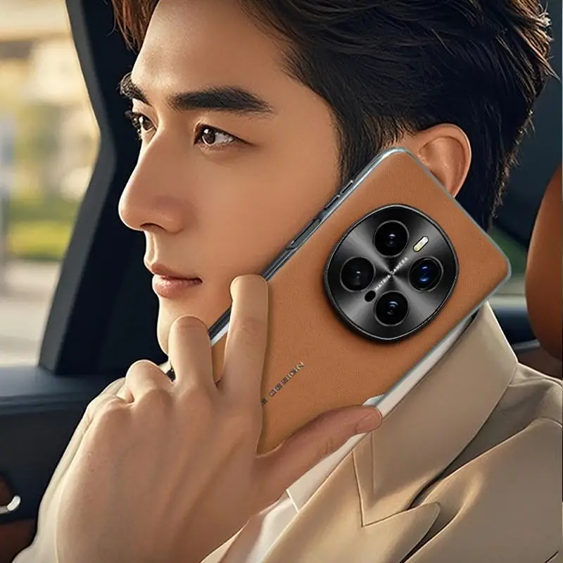 Color-Blocked Leather Shockproof Case with Ultra Metal Camera Protection