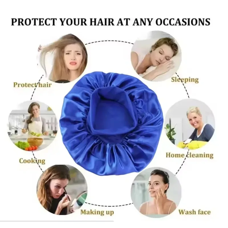 Satin Haube Fürs Schlafen – Verstellbare Seidenhaube Mit Gummizug Für Damen & Mädchen, Rosa | Schützt Haare Nachts, Beugt Haarbruch Vor