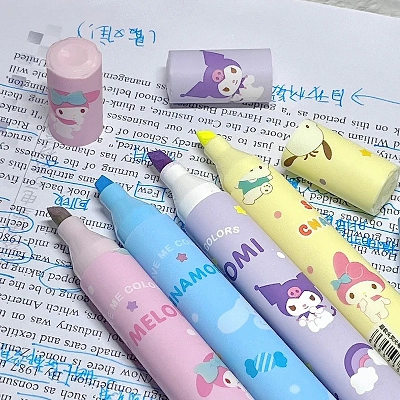 

Sanrioed Series Highlighter Pen Cute Anime Cartoon My Melody Kuromi Fluorescent Highlighters Art Marker Pen School Stationery