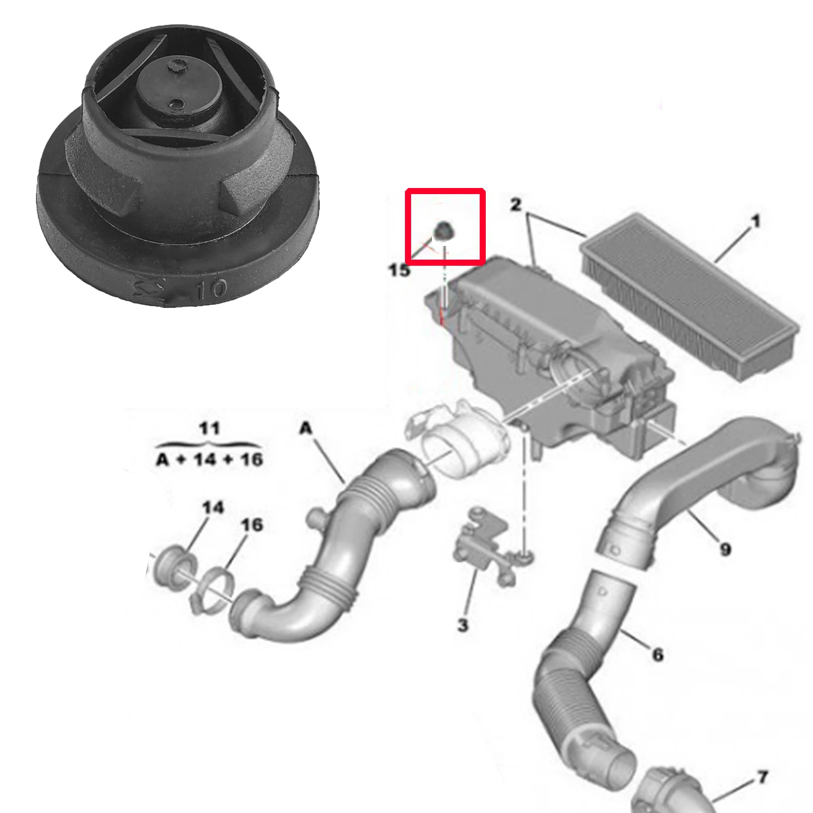 Air Filter Box Rubber Grommet Insertion Eyelet Elements for Peugeot 1007 206 207 307 308 3008 5008 Partner 1.6HDI 1422A3 air filter box rubber grommet