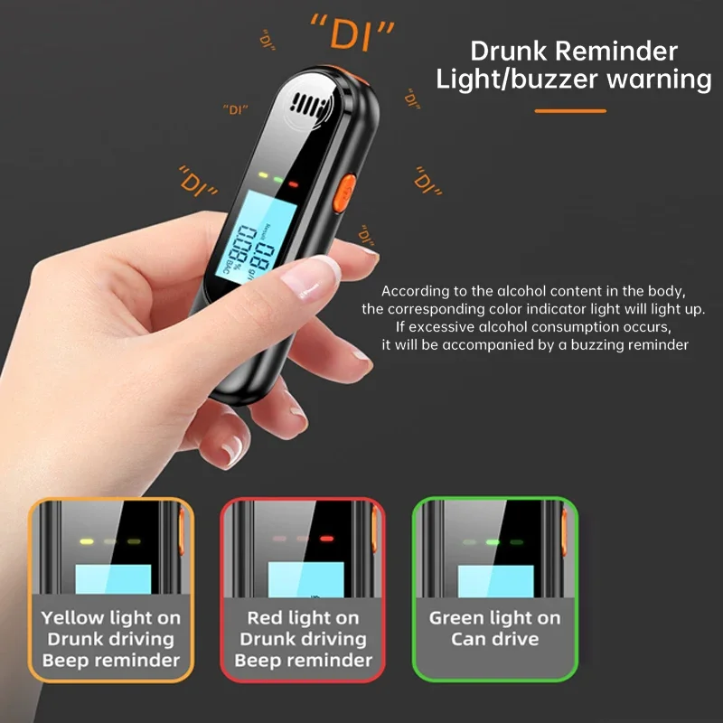 Portable Non-contact Alcohol Tester With LED Screen Display Breathalyzer Rechargeable Automatic Breath Alcohol Test Tool