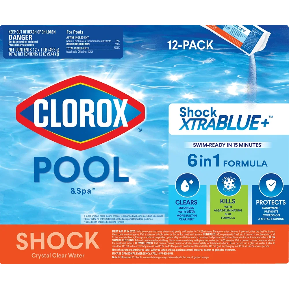 

Бассейн и спа шок XtraBlue + гранулы для бассейна, 12 шт. химикатов для бассейна 6 в 1 Многофункциональный