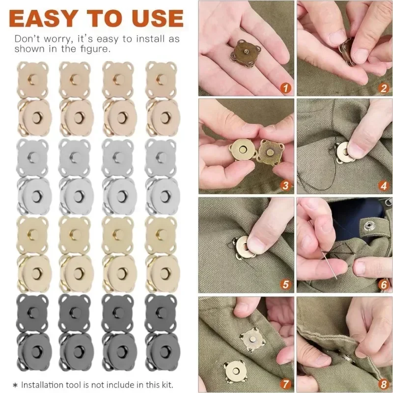 1-50set Magnetic Snap Fasteners Clasps Buttons Handbag Purse Wallet Craft Bag Parts Mini Adsorption Buckle DIY Craft Wholesale