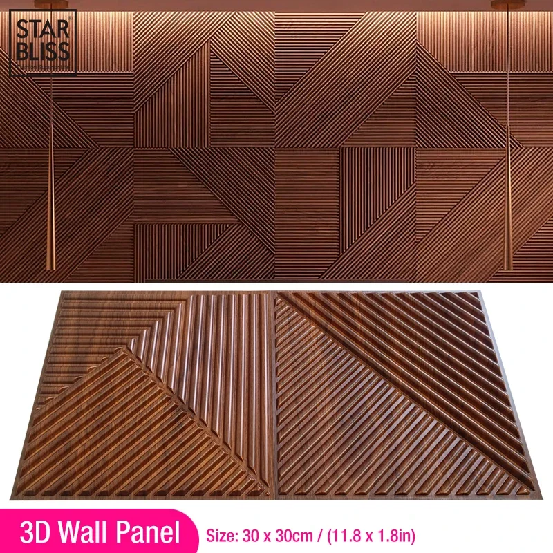 30x30cm 3D Wall Sticker Wood Grain Wallpaper for Living Room Bathroom Kitchen
