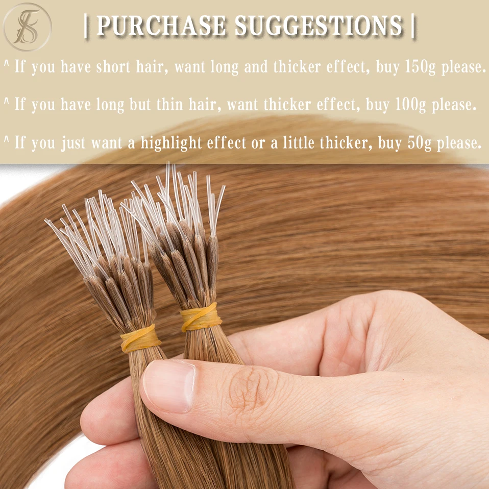 TESS Remy Hair 1g Micro Loop Human Hair Elastic Rope Natural Extensions Micro Link Ring 50 Strands 50g Straight