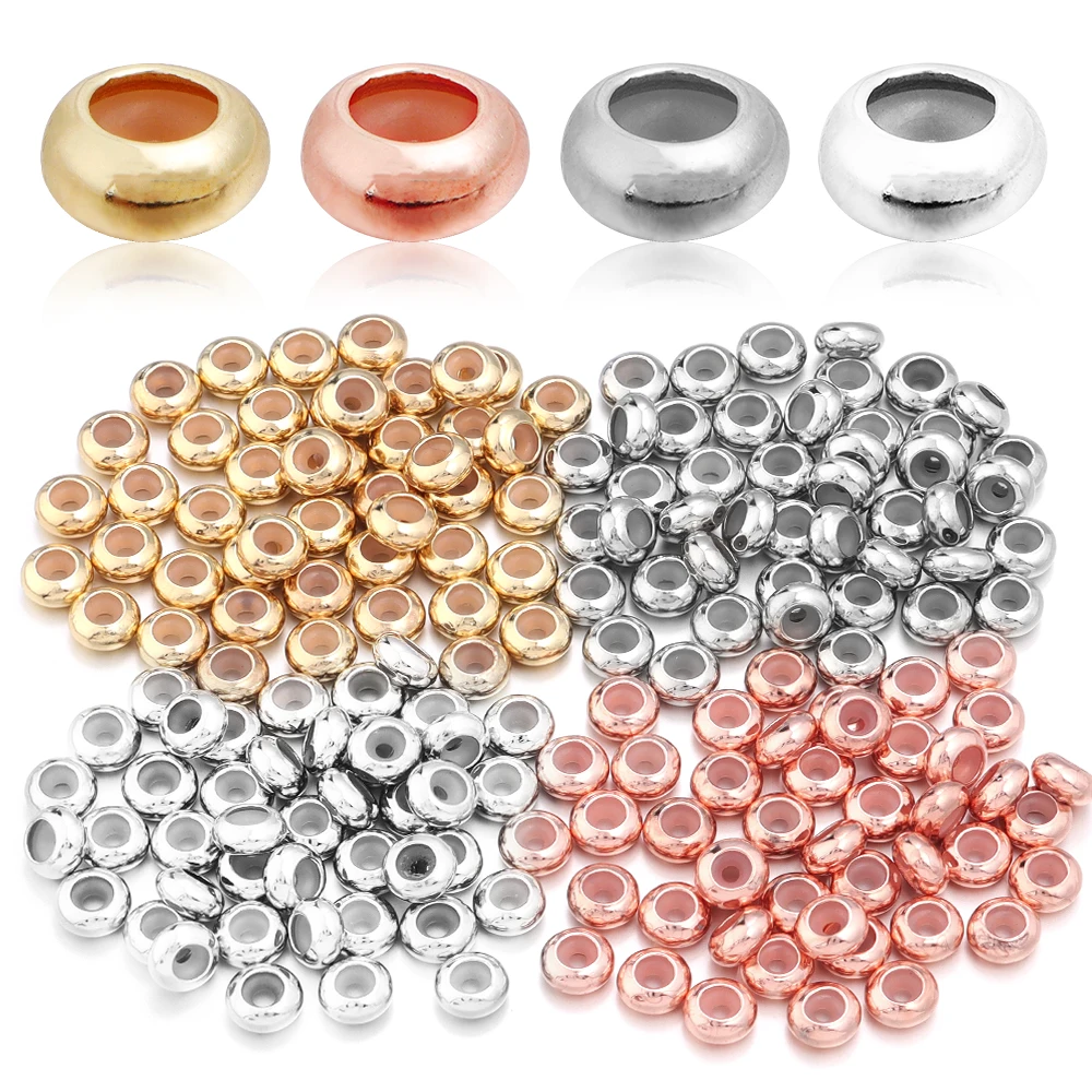 

Sauvoo 20pcs Copper Beads 6mm 8mm 10mm Stopper Spacer Beads with Silicone Rubber fit Slider Bracelet DIY Jewelry Making Findings