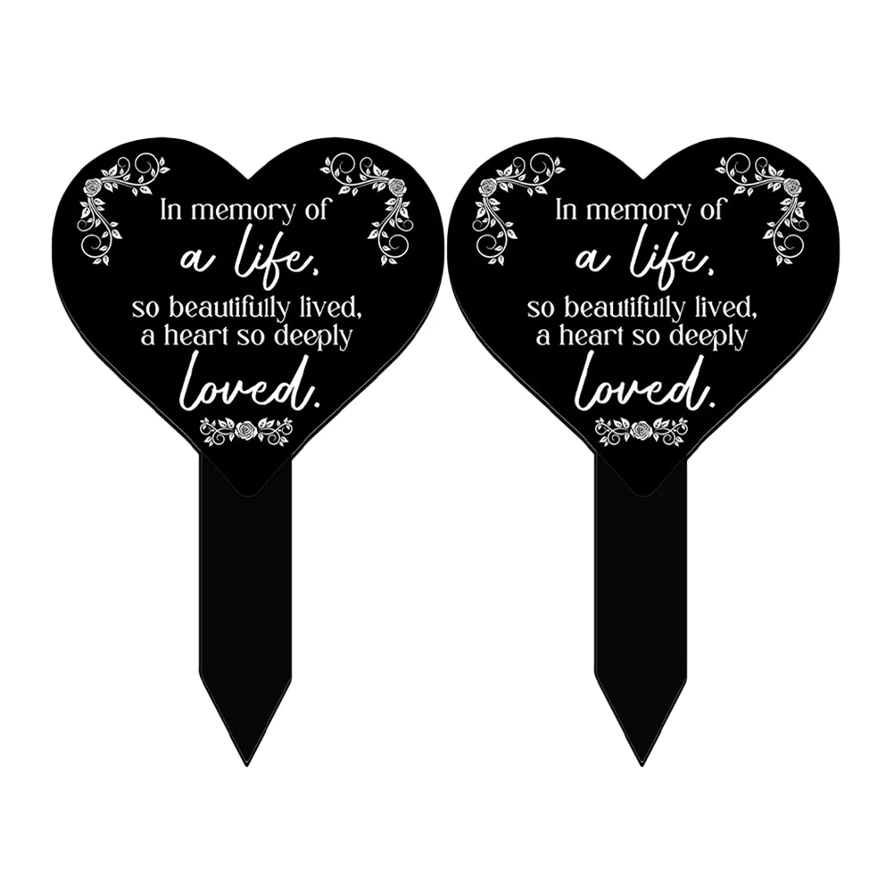 

2 Pcs Commemorative Plaque Pile Animal Ornaments Grave Decorations for Cemetery Acrylic Memorials Outdoors Father Stake Site