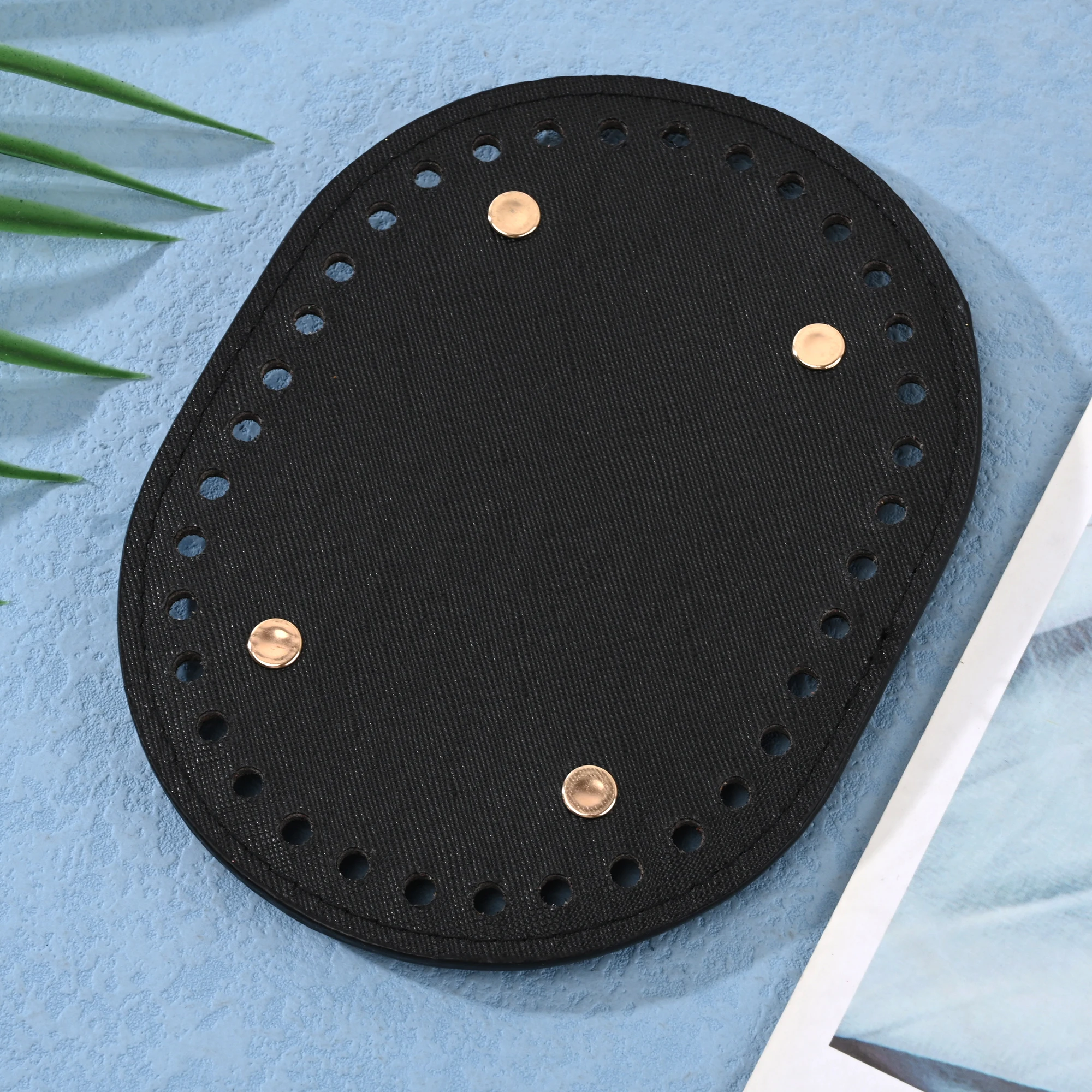 New 14.5*11cm Diy Hand-Woven Bag Hardware Accessor Cross Pattern Pu Oval Bag Bottom Women'S Bag Accessories For Handbags