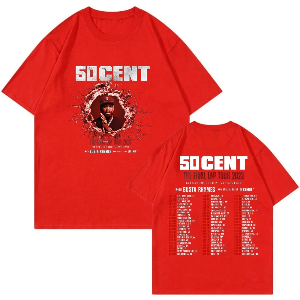 50 Cent The Final Lap Tour T-shirt Fashion Crewneck Short Sleeve Streetwear Men Women T-shirt 2023 Hip Hop Clothes