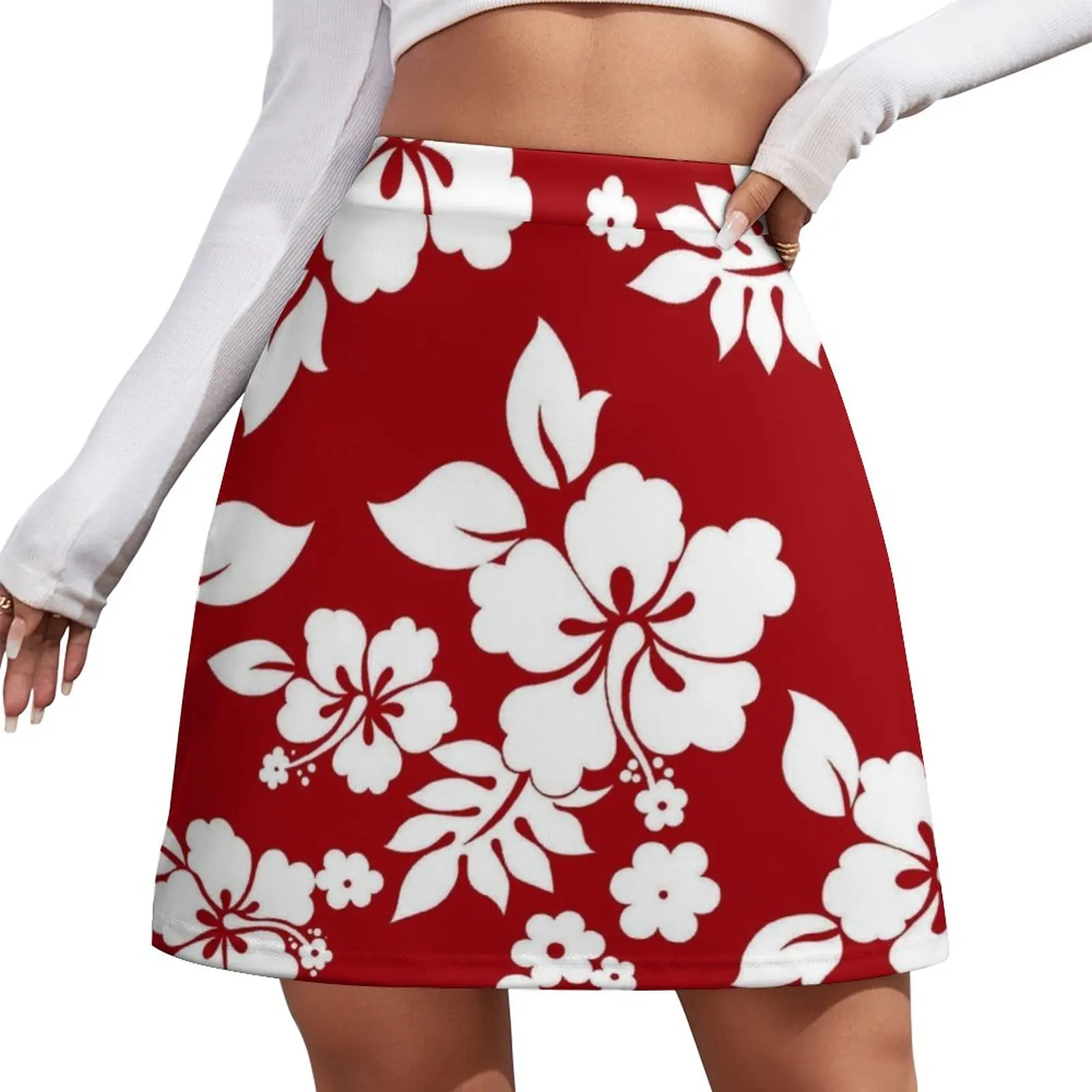 Hawaiian Pattern - Red Mini Skirt fashion dress outfit korean style vintage belt carving pattern dress chain cowgirl women totem simple belts ethnic style waist chain fashion clothing accessory