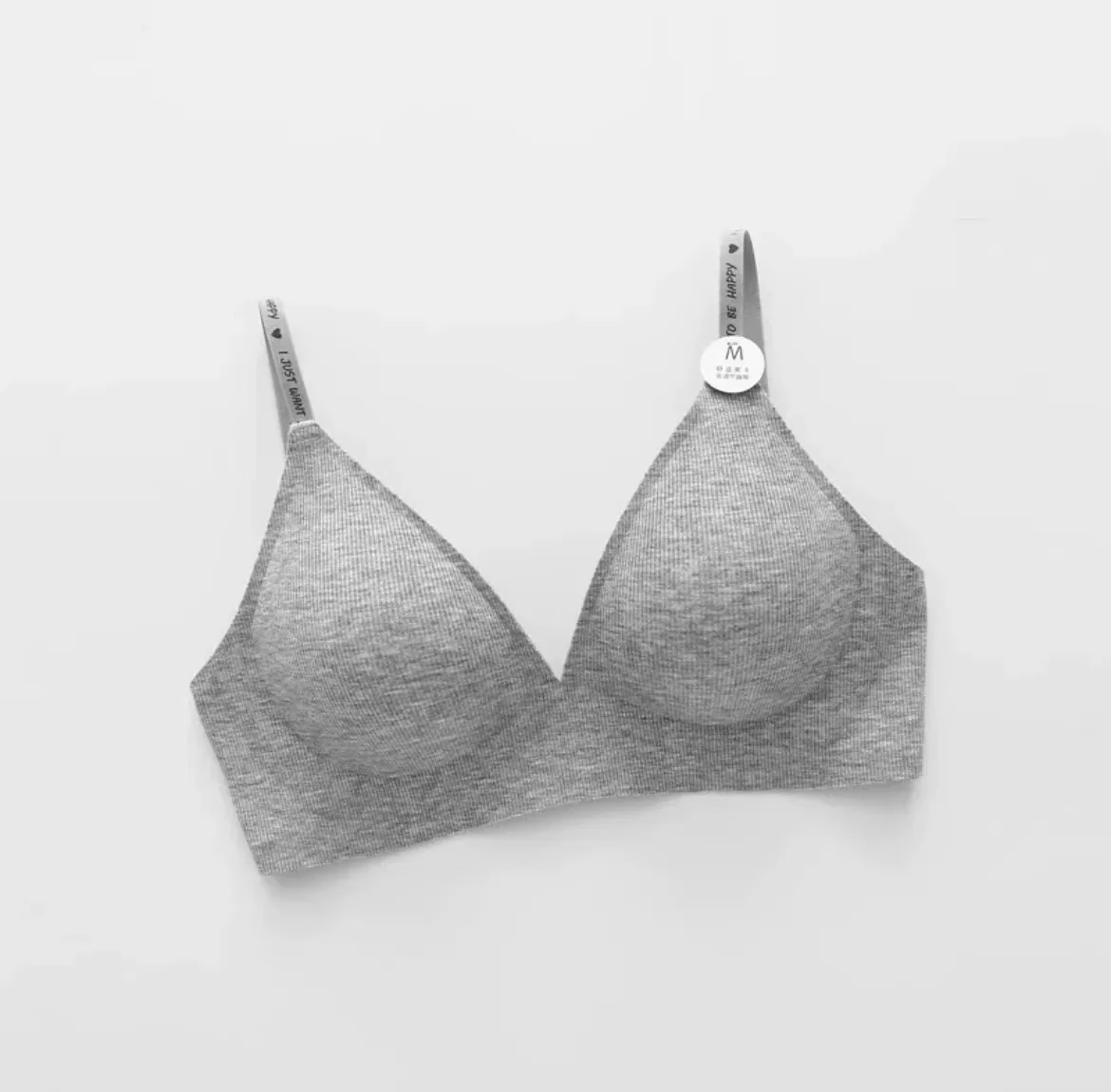 Wirel Bra Women's Pu up Underwear Sl Thiened Anti Sagging V-Ne 3/4 Cup Gathered Fixed Strap Full Coverage