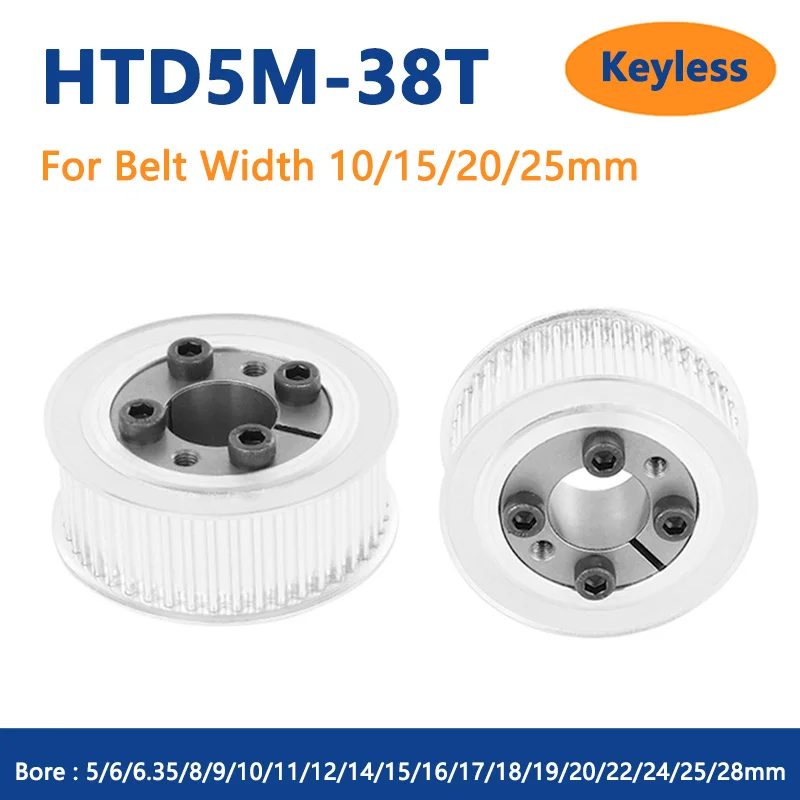 Sincronismo Polia Keyless Bucha Furo Roda Síncrona para Correia 6.35 1028 mm Largura 10 15 20 25 mm 38 Dentes 1pc Htd5m