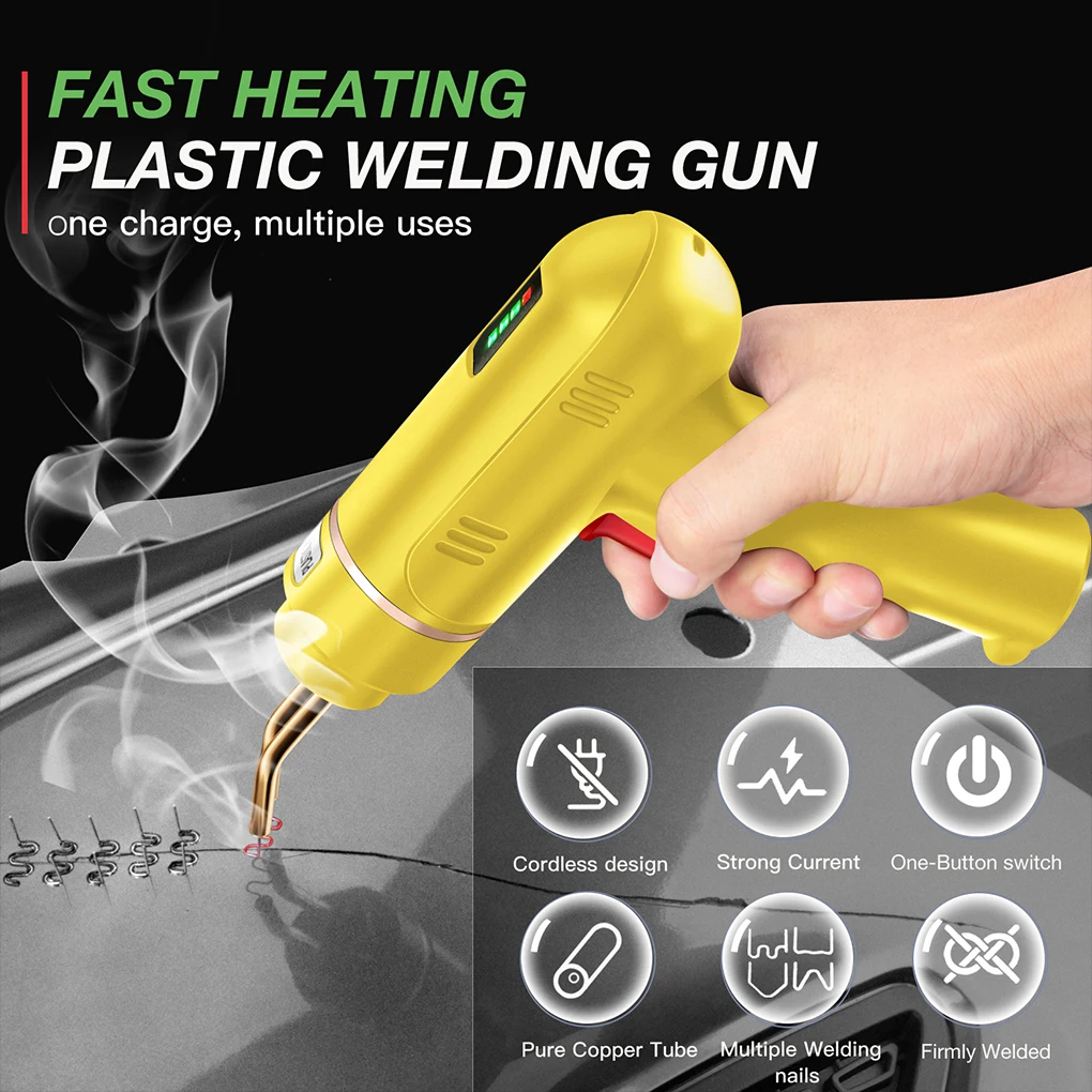 200W Cordless Plastic Welder Gun Plastic Welding Kit 400PCS Hot Stapler USB Rechargeable Bumper Repair Kit for Most Plastic