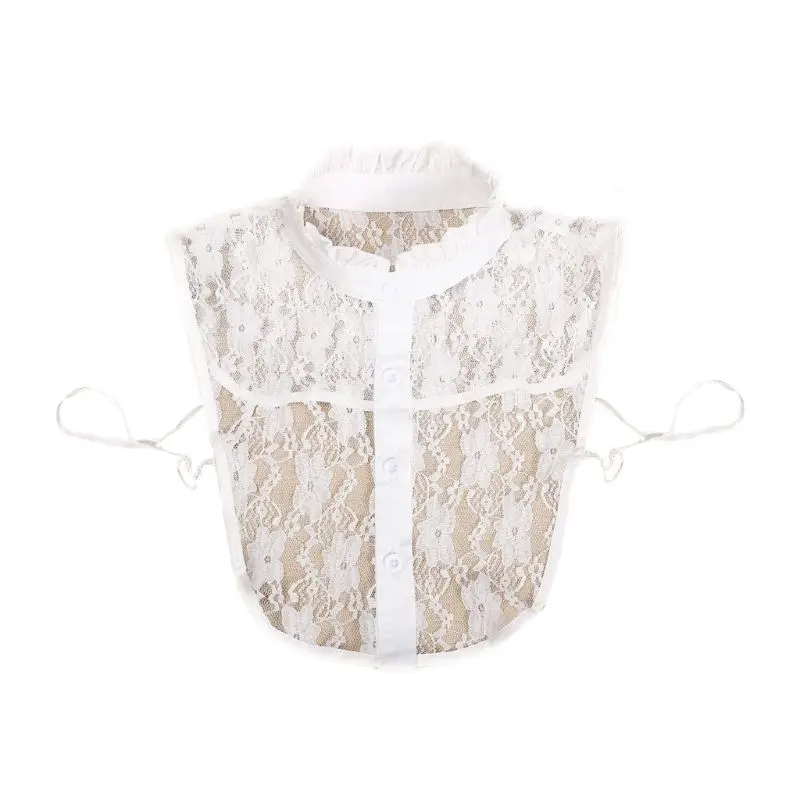 

Fashion Women Solid Shirt Cotton Lace False Collars White & Black Blouse Vintage