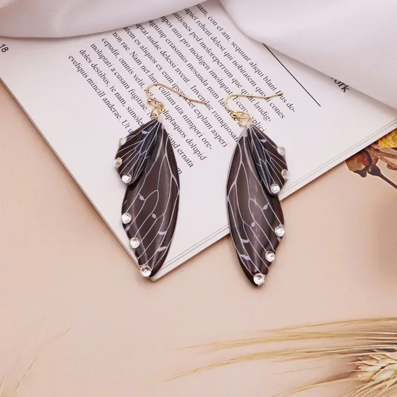 Dangle Earrings Drop Earrings Butterfly Earrings Long Earrings Minar Handmade Clear Gradient Resin Simulation Wings Butterfly Rhinestones Flake Long Drop Earrings for Women Wedding Jewelry