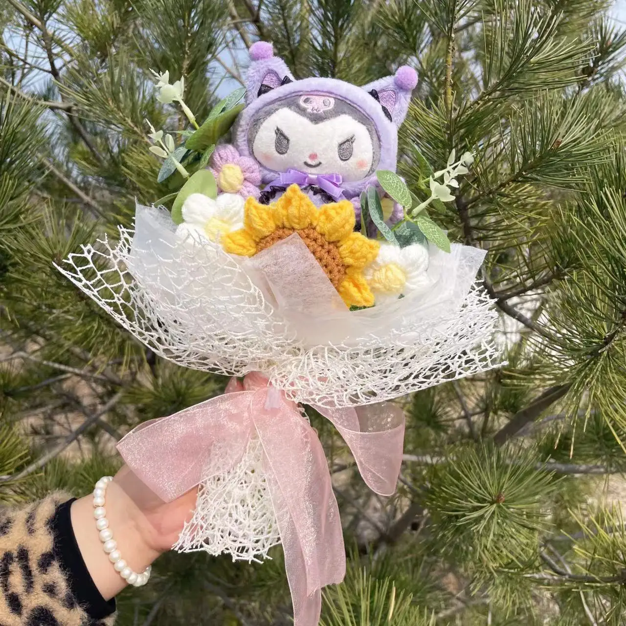 Cartoon My Melody Kuromi Cinnamoroll Kt Cat Plush Doll Creative Flower Bouquet Valentine Christmas Graduation Birthday Gift