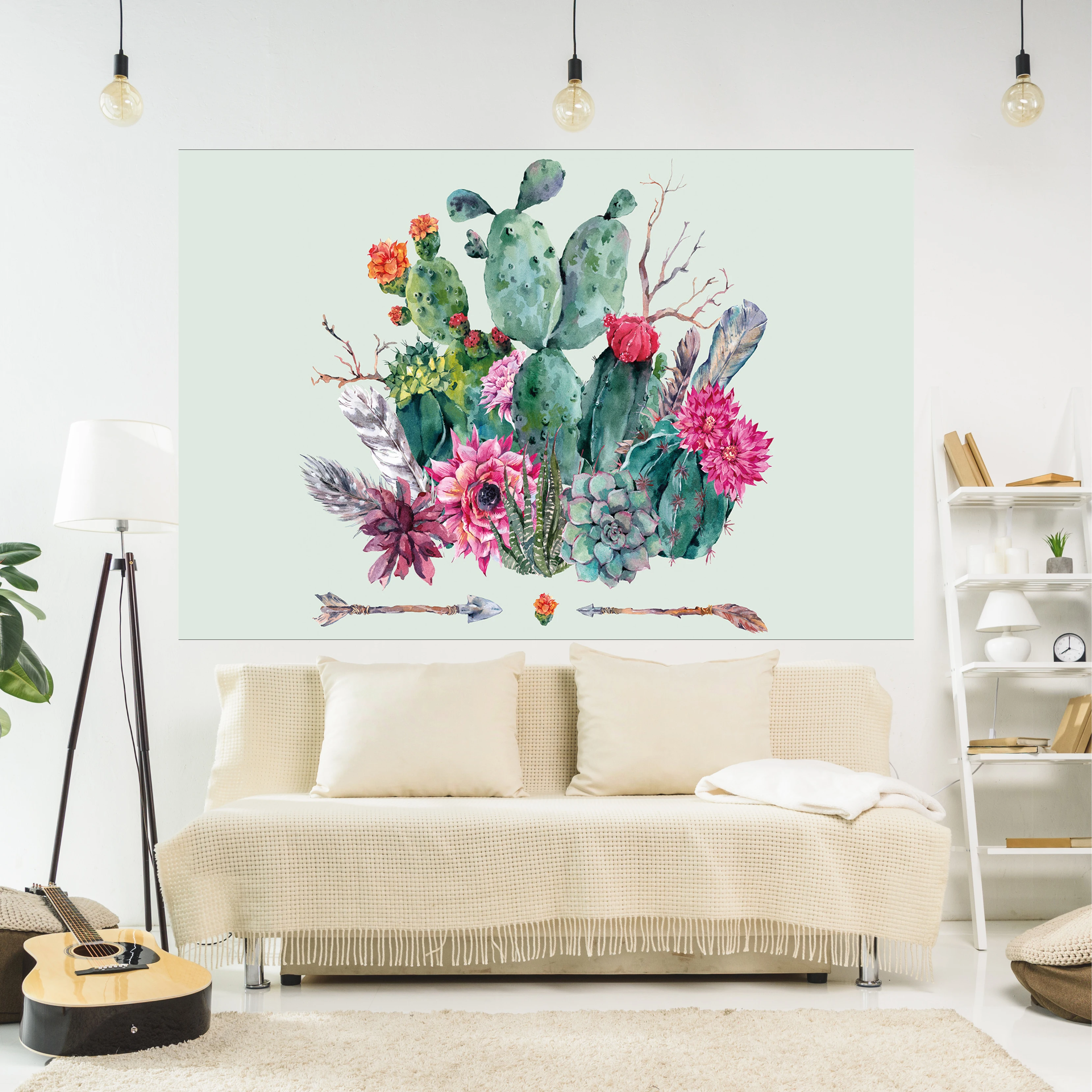 

Botanical Cactus Tapestry Bohemian Retro Cacti Succulents Wall Hanging Carpets Bedroom Or Home For Decoration