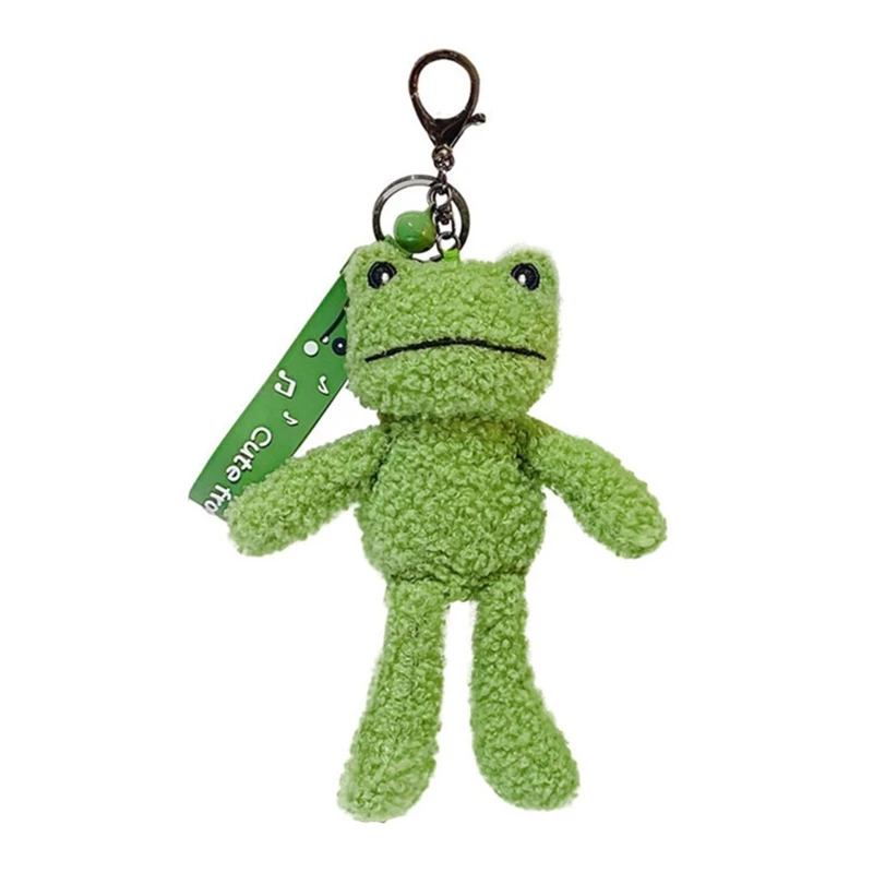 Porte-clés vert en peluche pour grenouille, pendentif à dessin animé pour fille T