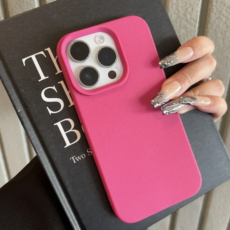 Luxury Matte Soft Leather Candy Phone Case - Shockproof Silicone Bumper Cover