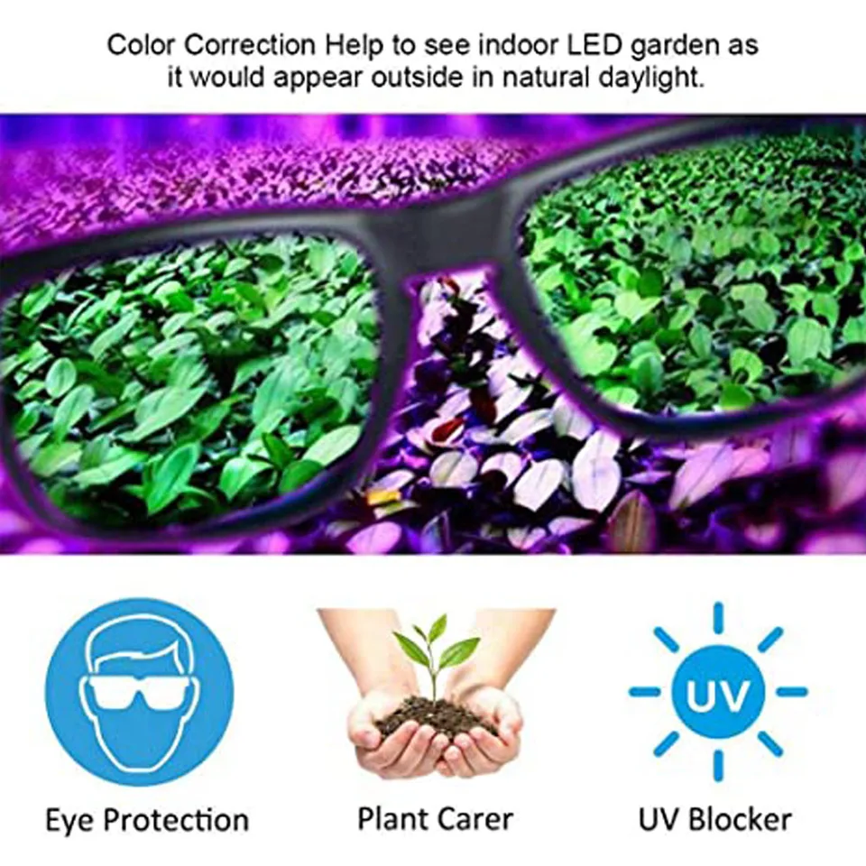 Humboldts Secret LED Grow Room Glasses — Interchangeable Magnetic Lenses For Full Spectrum, Red/Blue, Yellow Light Protection