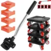 Furniture Moving Transport Roller Set Removal Lifting Moving Tool Set Wheel Bar Mover Moving Heavy Stuffs Device Hand Mover Tool