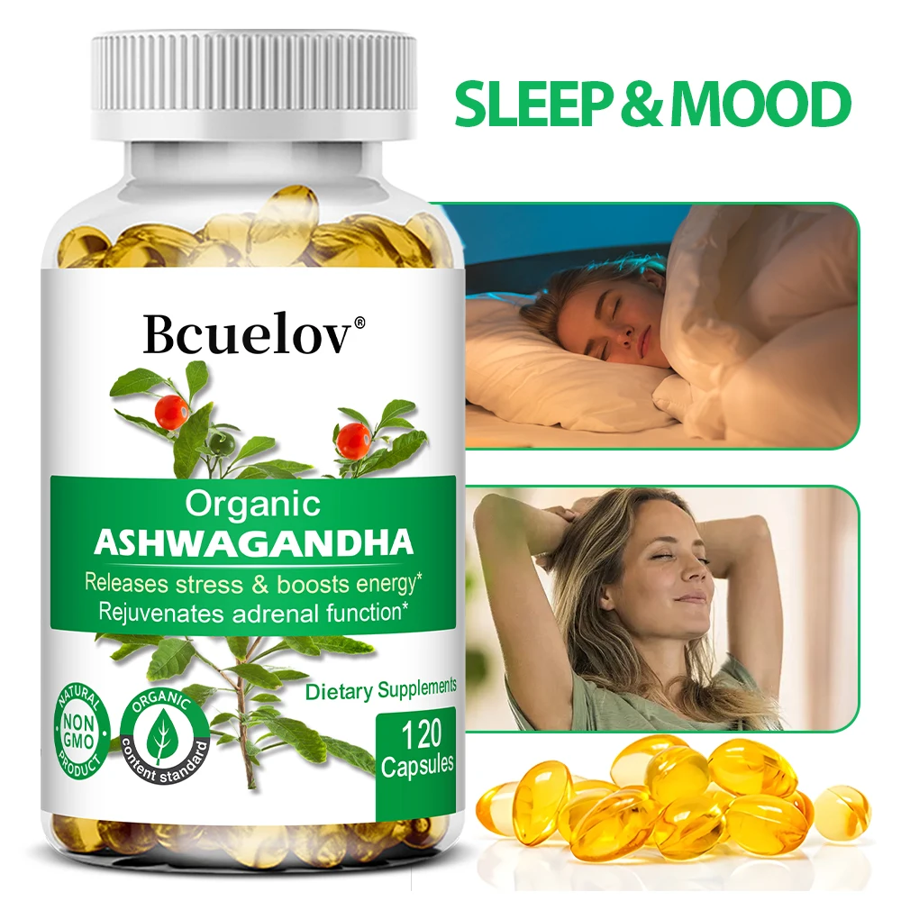 Ashwagandha Capsules-Improve Mood,Confrontation Stress,Improve Sleep Quality,Supports Energy,Enhancing Immunity,120 Capsules