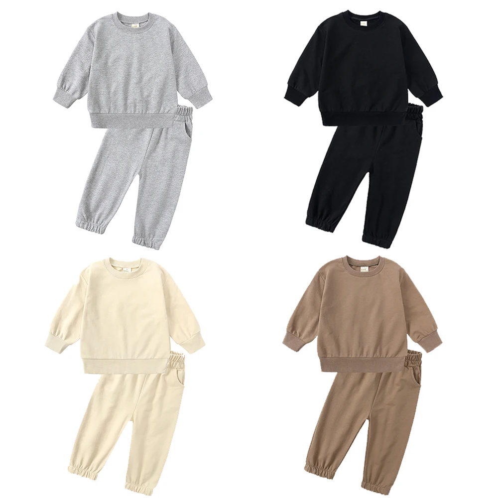 2026 kinder dünne Trainingsanzug Kleidung Solide Frühling Herbst Sweatshirt Langarm + Hosen Junge Mädchen Anzug Kleinkind Kinder Sport Outfits – Detail 1