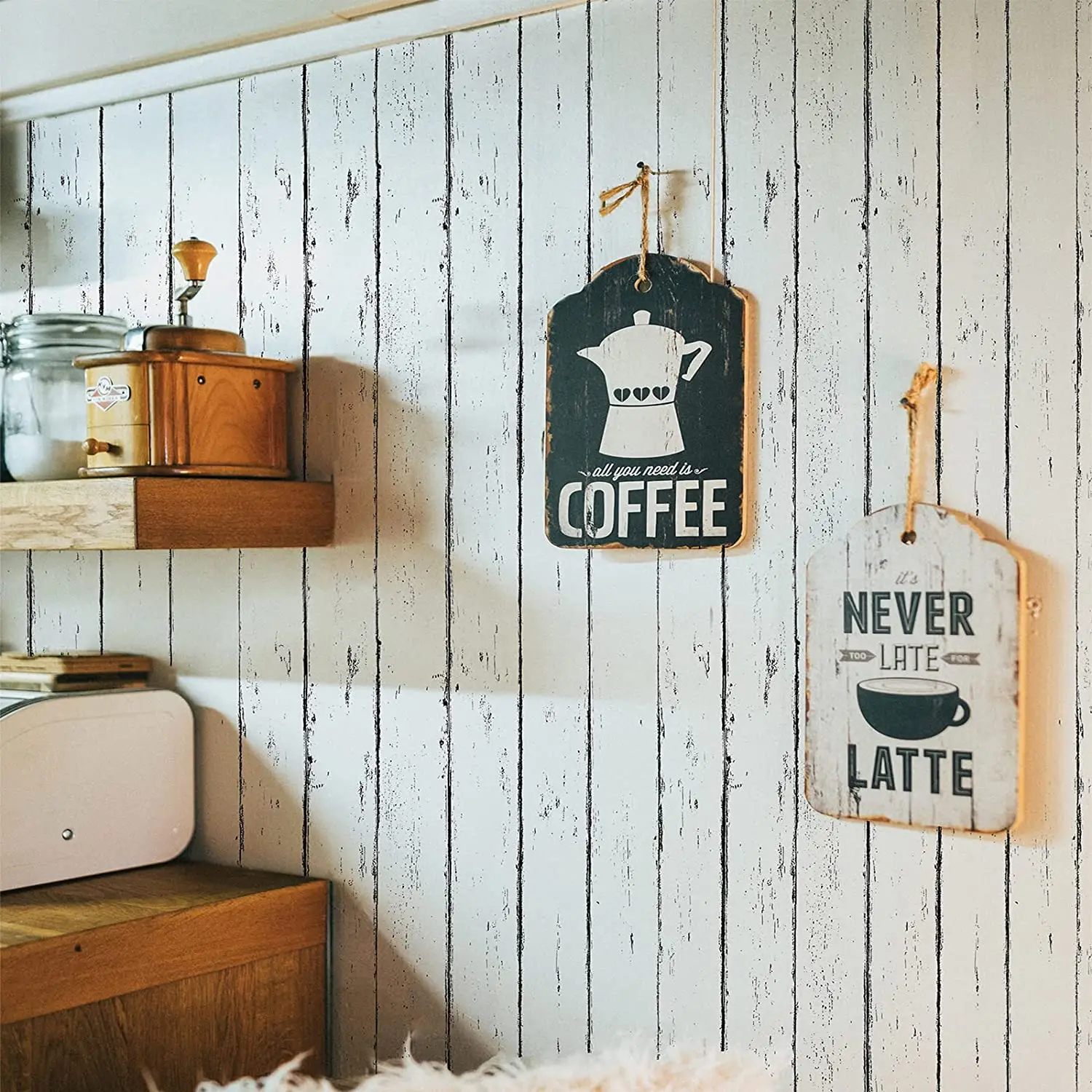 White Wood Self-adhesive Wood Contact Paper for Countertops Waterproof Vintage Wood Plank Sticker for Walls Removable Wallpaper